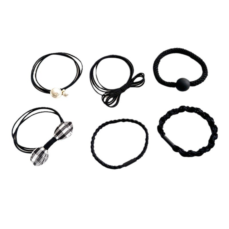 6-piece set ~ Fresh and clean, high appearance level, forest-style hair tie, stylish and niche hair tie, seamless leather band for women to tie hair Item Picture