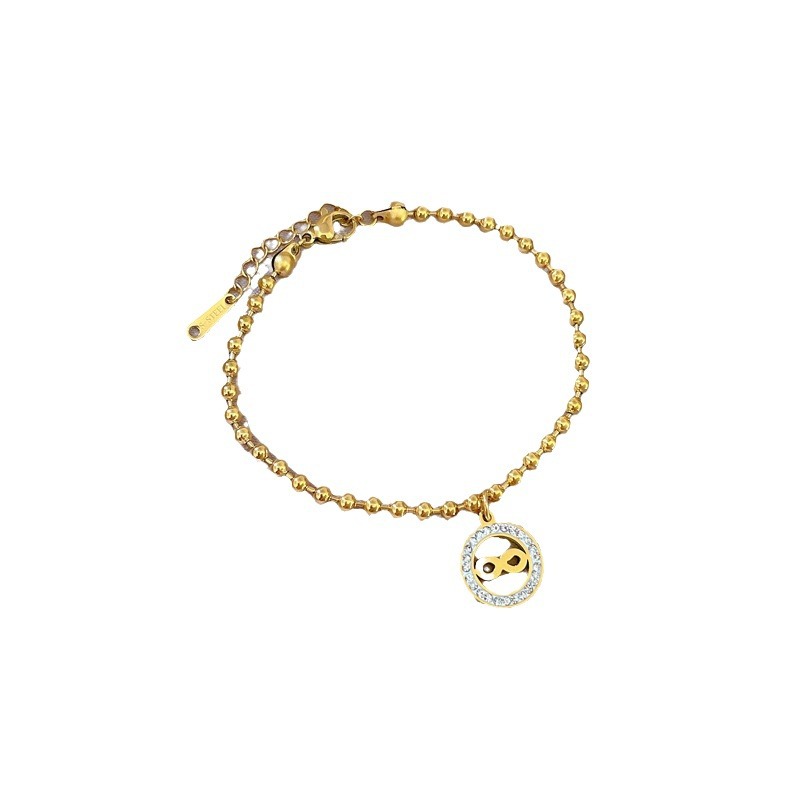 【 All-titanium Steel 】 Dongdaemun Personalized round Bead 8-shaped ring bracelet, a retro birthday gift for a female Internet celebrity and best friend Item Picture