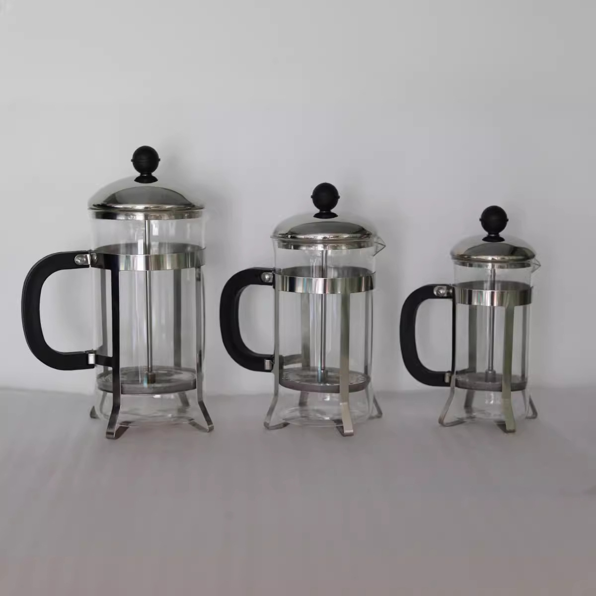French tea maker, glass press, coffee, stainless steel filter, high-temperature resistant, black tea filter, tea brewer, hand-brewed cup full figure