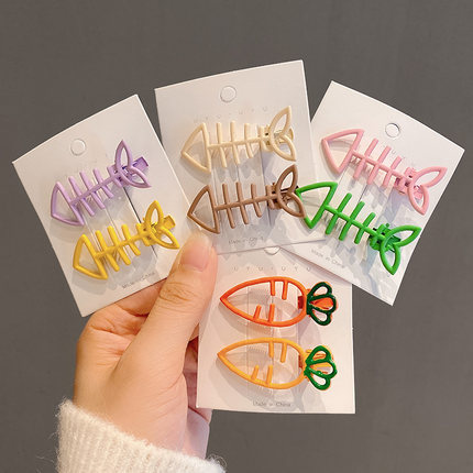 Simple candy-colored fishbone hair clips from Japan and South Korea, cute side hair clips, bangs clips, carrot hair clips and headwear full figure