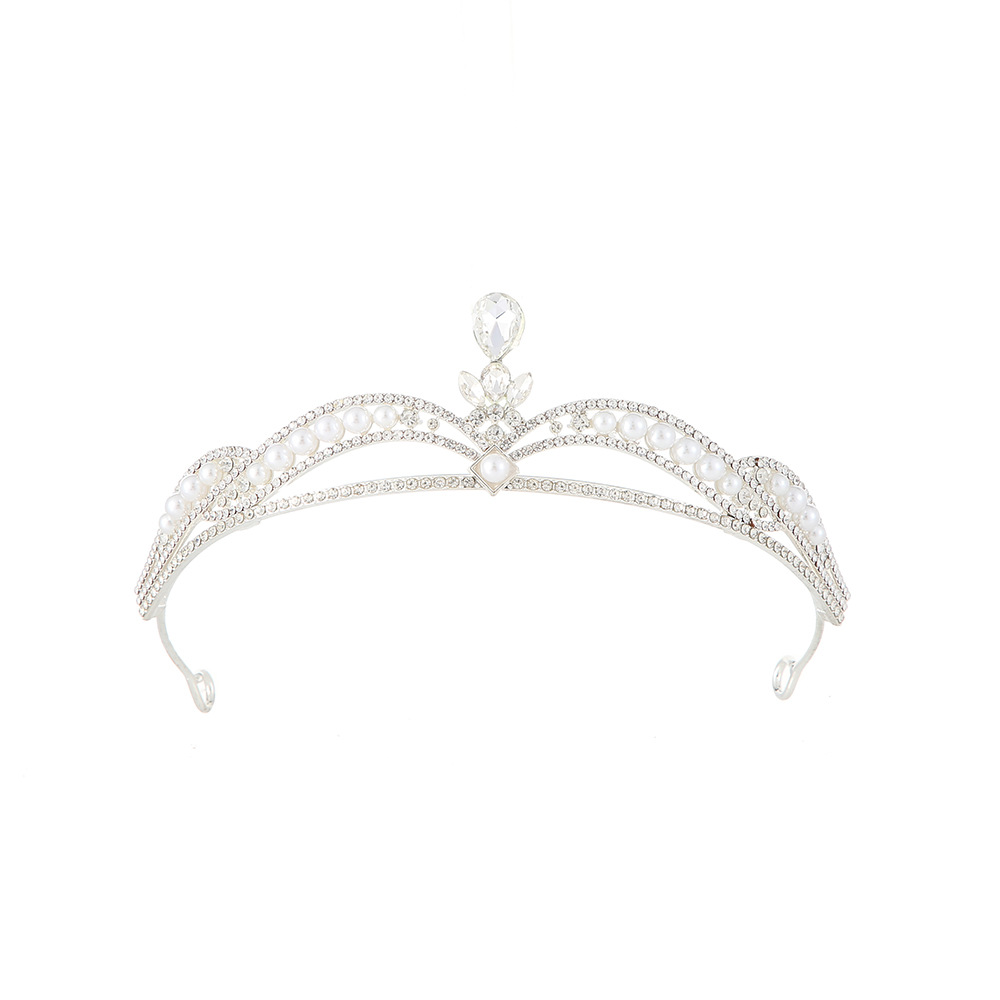 Cross-border Amazon best-selling bride's crown headwear, light luxury style, crown headband, birthday performance princess headwear Specification drawing