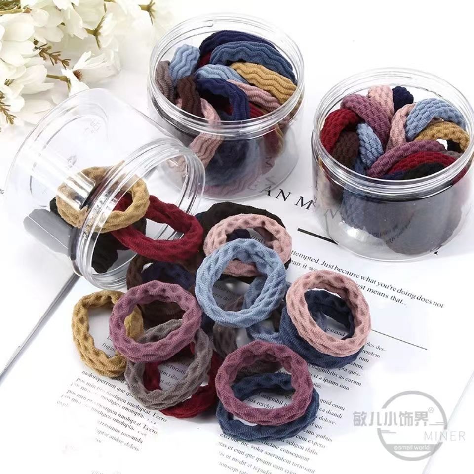 High-elasticity rubber bands, colored jacquard towel loops, seamless hair ties for adults, Korean thickened hair ties, hair accessories full figure