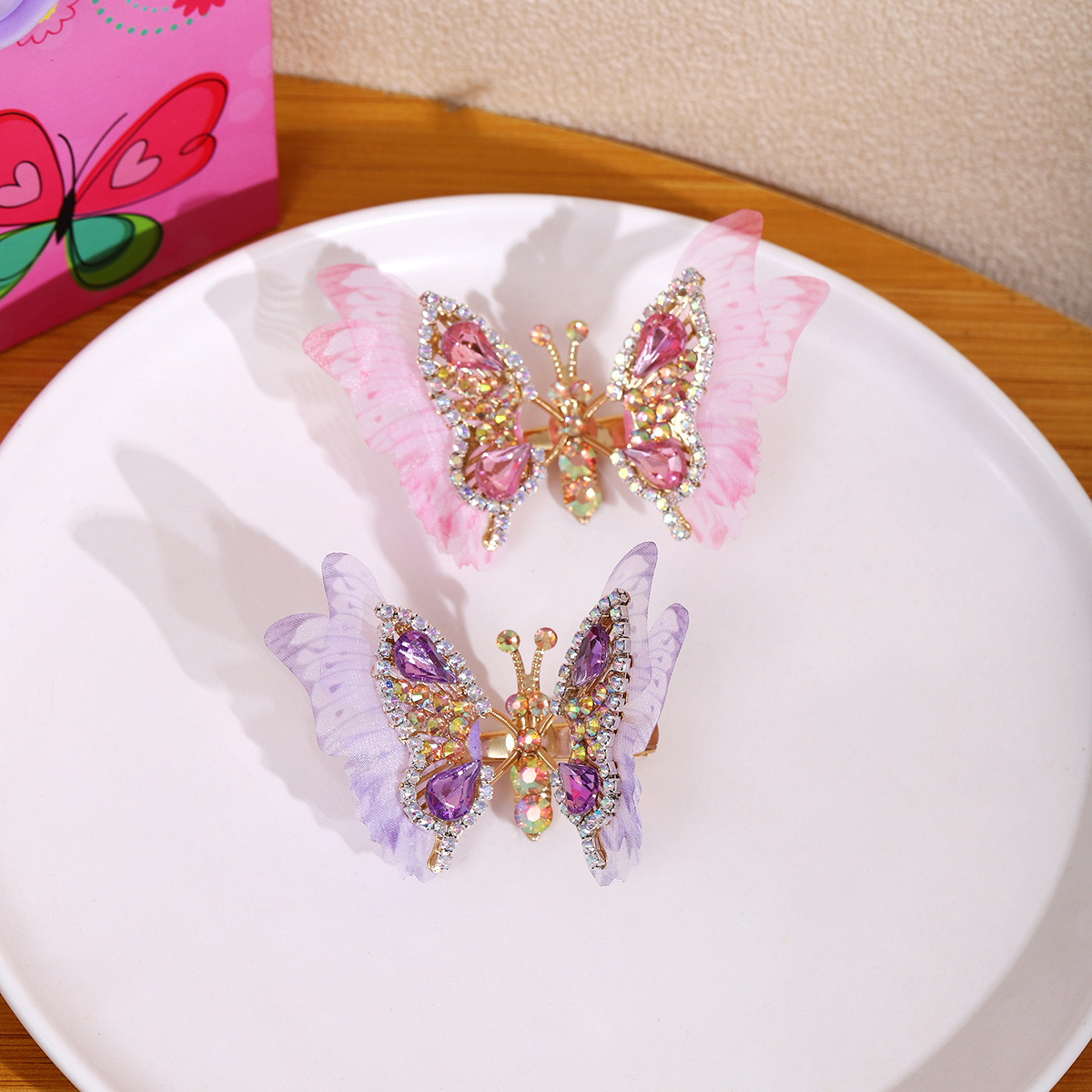 Children's bow, cute and moving butterfly hair clips, headwear clips, sweet bangs clips, little girl's broken hair clips Specification drawing