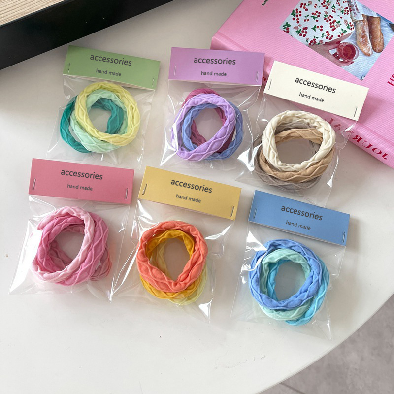 High-elasticity, colorful, non-damaging towel loop hair band, versatile pleated small intestine hair band, candy-colored, versatile high ponytail elastic band full figure
