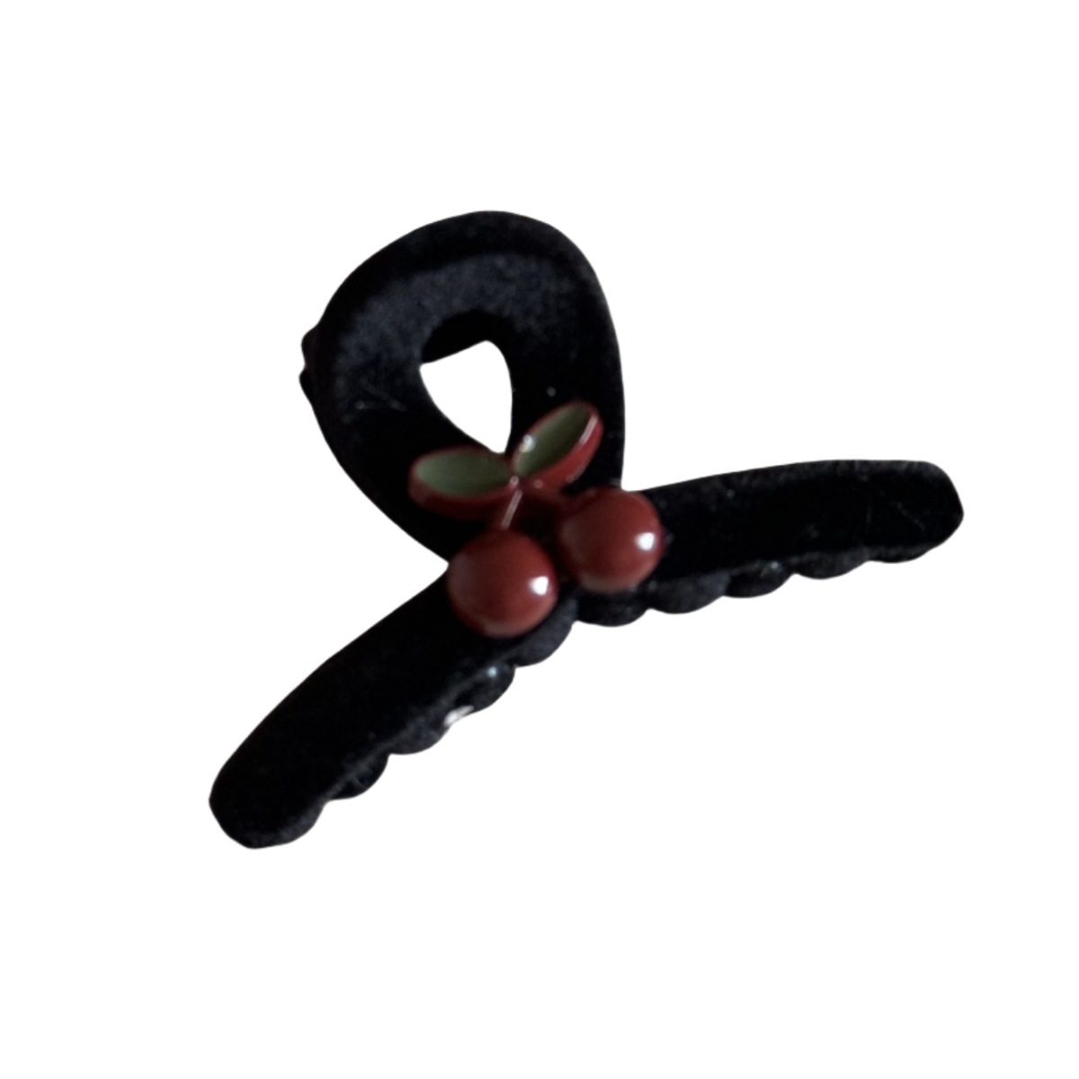 Early spring red cherry retro hair clips for women, black velvet small scratch clips, BB clips, sweet and cute bangs hair accessories, new style Item Picture