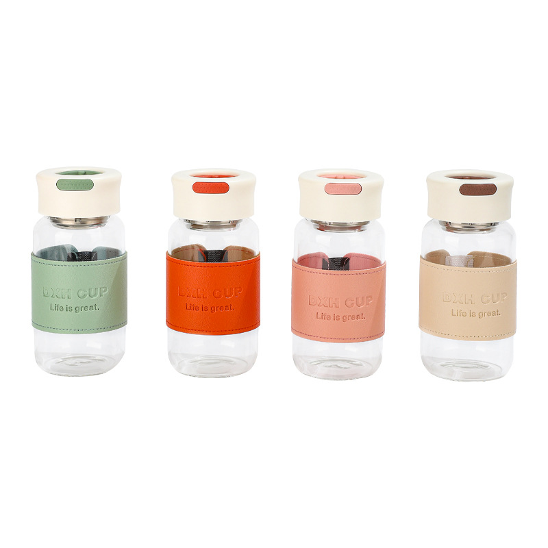 High-appearation-level internet-famous glass water cup, office cup with straw, tea-water separation, tea brewing cup, custom-made glass cup Item Picture