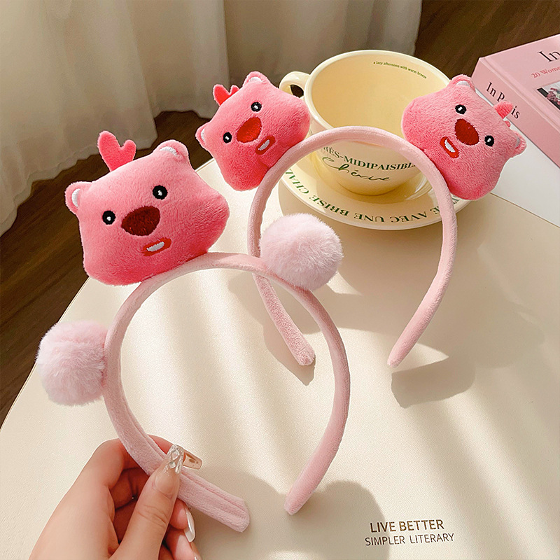 Pink Loopy little beaver hairband for women, cute cartoon face-washing and hair-pressing headband, 2023 new style hair accessory details Picture