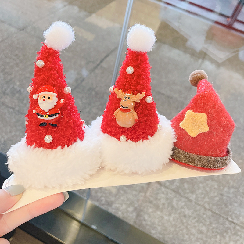 Christmas decorations: hats, duckbill hair clips, antler hair clips, bangs, cute hair accessories, small gifts, and decorations for broken hair Application Scenario