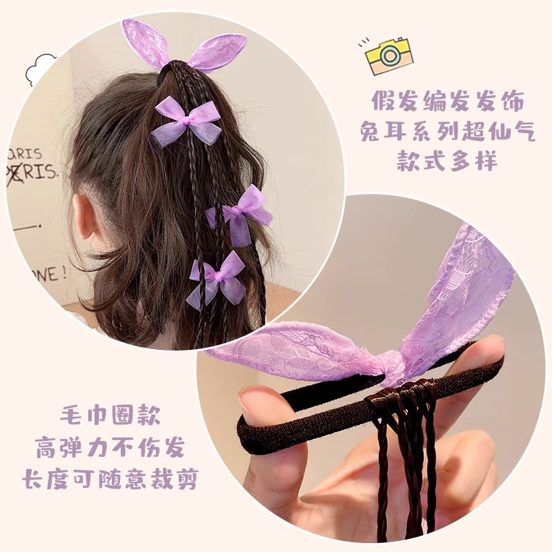 New children's wigs, boxing braids, braided hair, double ponytail hair bands, super fairy-like bow hair bands for girls Application Scenario