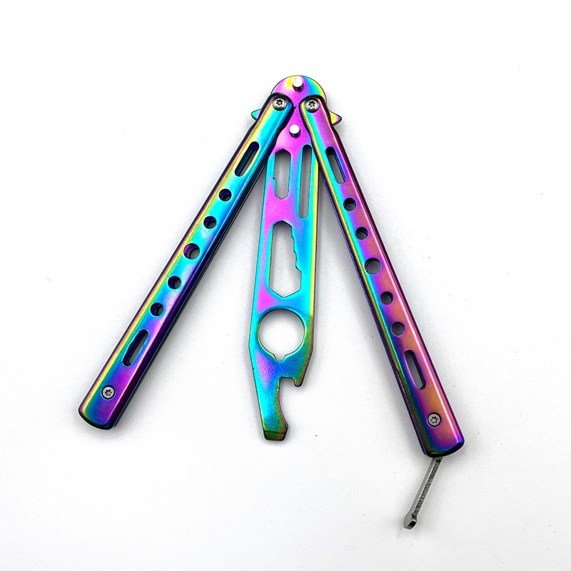 Multi-functional butterfly swing knife, uncut portable folding fancy practice knife, bottle opener, wrench, screwdriver in stock Specification drawing