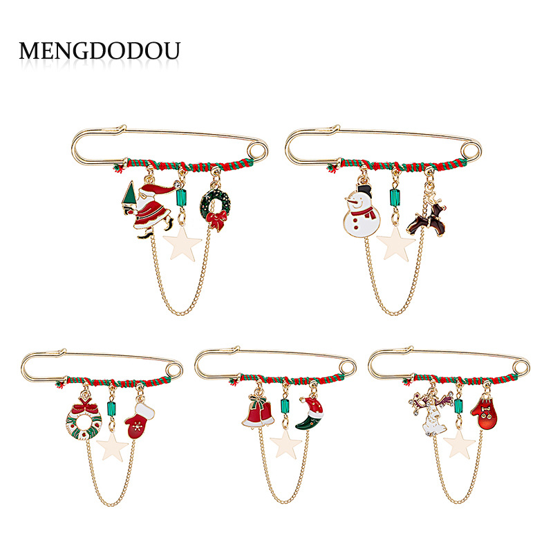 Christmas brooches, clothing accessories, Santa Claus, snowman wreaths, diamond-encrusted collars, pins and brooches are in stock for wholesale full figure