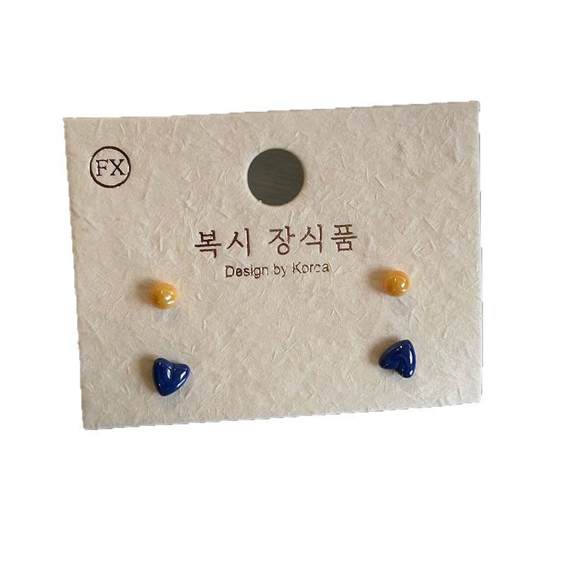 Dopamine candy-colored little bean stud earrings for girls, versatile, elegant and simple student ear-piercing set earrings Item Picture