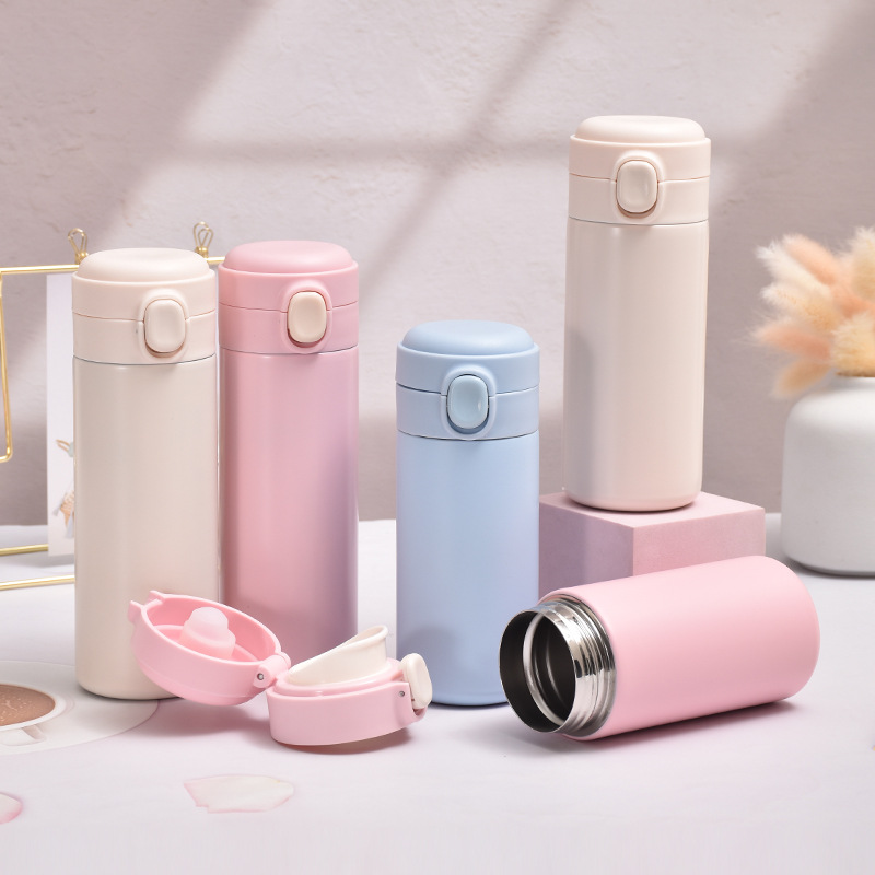 ins Harajuku style 304 stainless steel insulated cup, simple mini straight water cup, campus boys and girls' casual pea cup details Picture