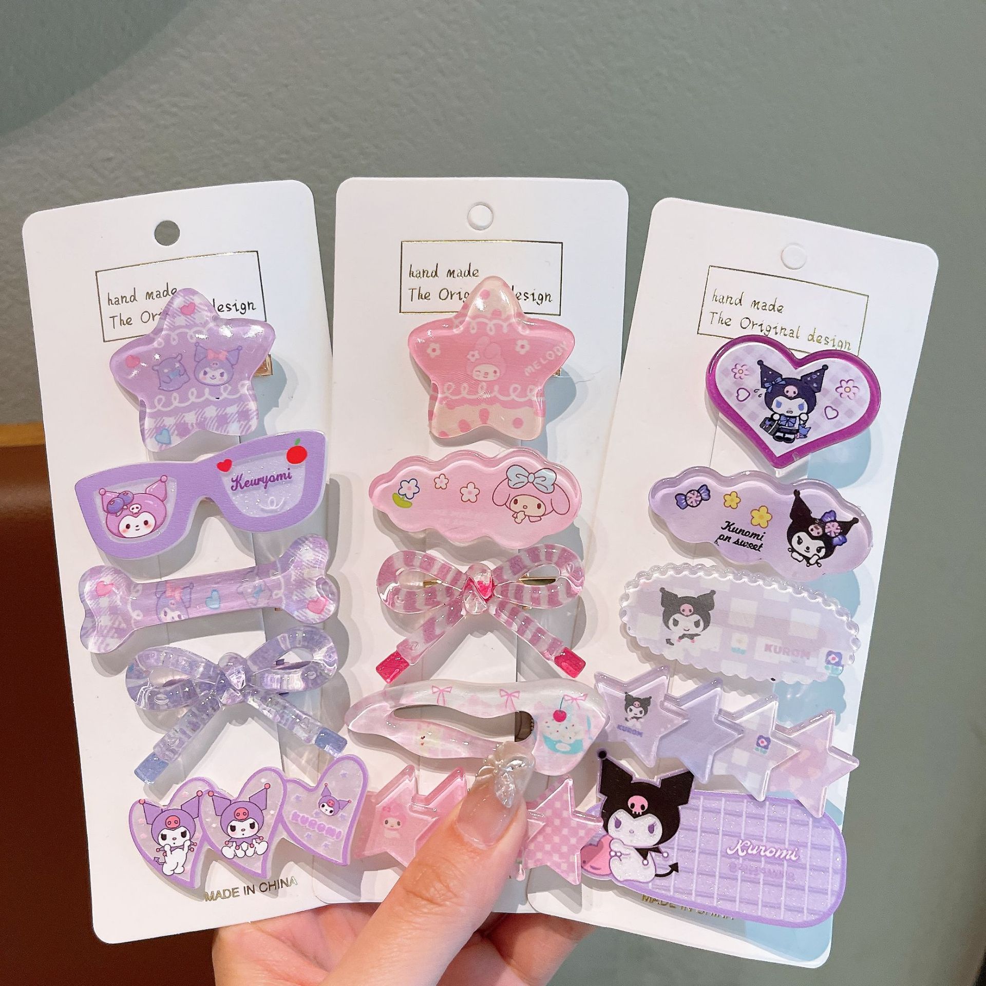 Cartoon and cute Sanrio bow hair clip, sweet and adorable girl's heart, fringe clip, student hair accessory full figure