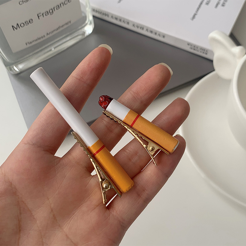 Funny and creative cigarette hairpins, female personality and fun simulation cigarette butts, duckbill clips, side bangs clips, hairpins and headwear details Picture