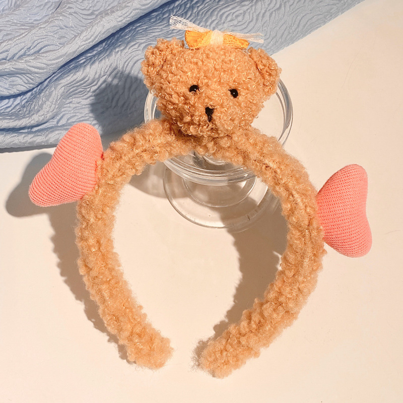 Heart-shaped little bear face wash hair band, girl lamb hair band, hair clip, hair tie, cute children's hair band, hair clip, Internet celebrity headwear Specification drawing