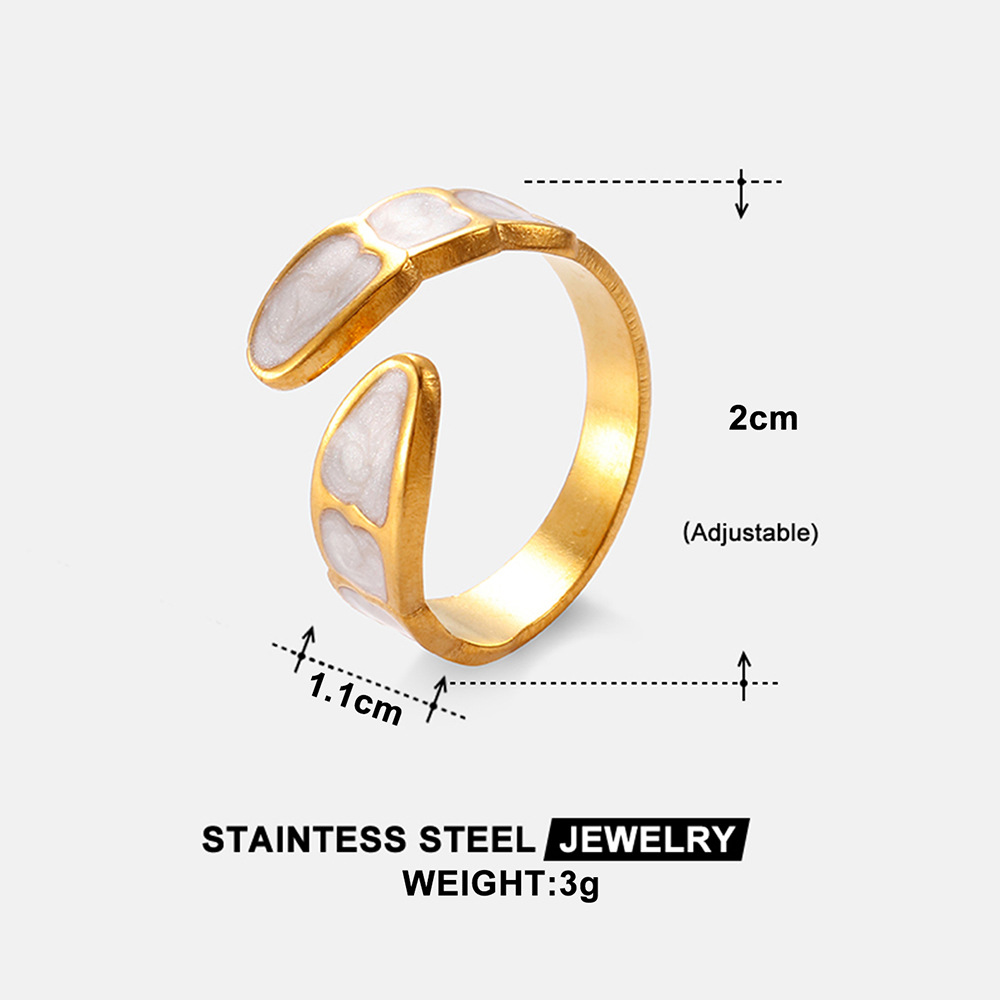 Cross-border new product: Personalized and versatile, with an open design, fashionable ring, oil-dripping, hollowed-out, high-end stainless steel ring for women Item Picture