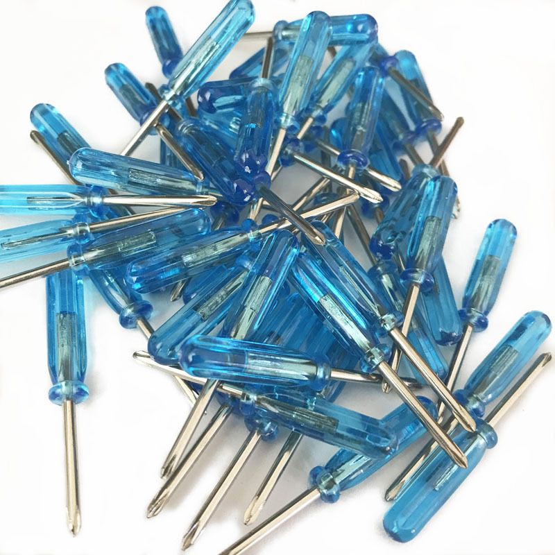 Transparent blue 2.0 cross-shaped mini screwdriver, 1.6mm cross-shaped crystal screwdriver, toy delivery screwdriver full figure