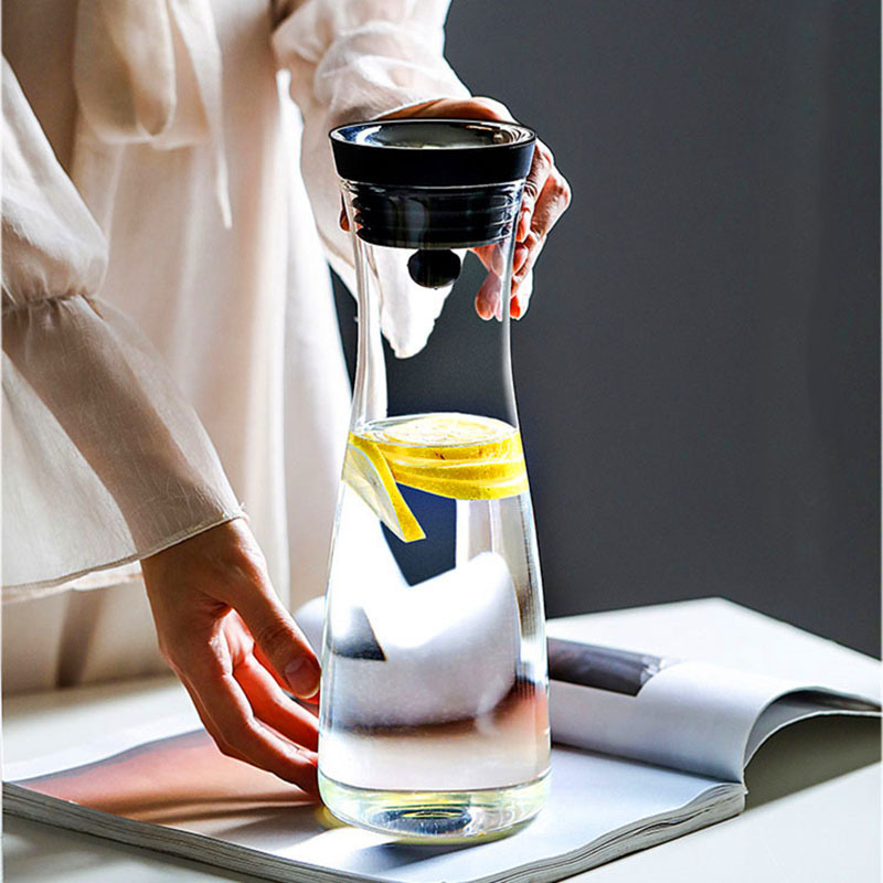 Household transparent glass cold water kettle, creative high borosilicate glass kettle, boiling water kettle, juice kettle, cooling water kettle, tying pot details Picture