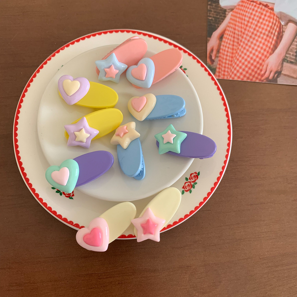 Dopamine Heart five-pointed star hair clip, sweet star bb clip, cute hair clip, duckbeak clip, hair accessory and headwear Specification drawing
