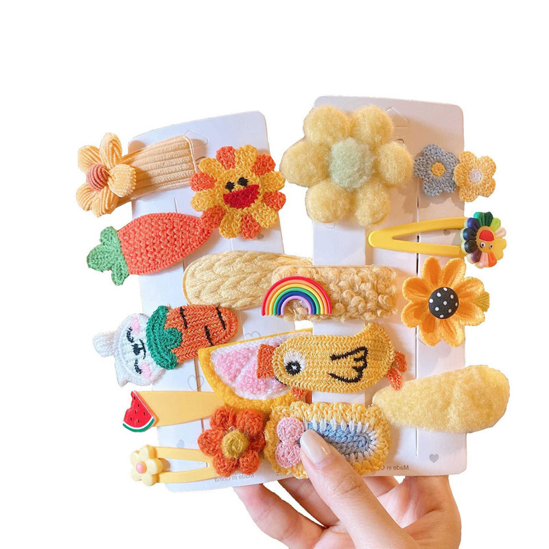 Children's hair clips, Korean baby hair clips, cute princess hair accessories, little girl headwear, girls' cartoon plush bb clips Item Picture