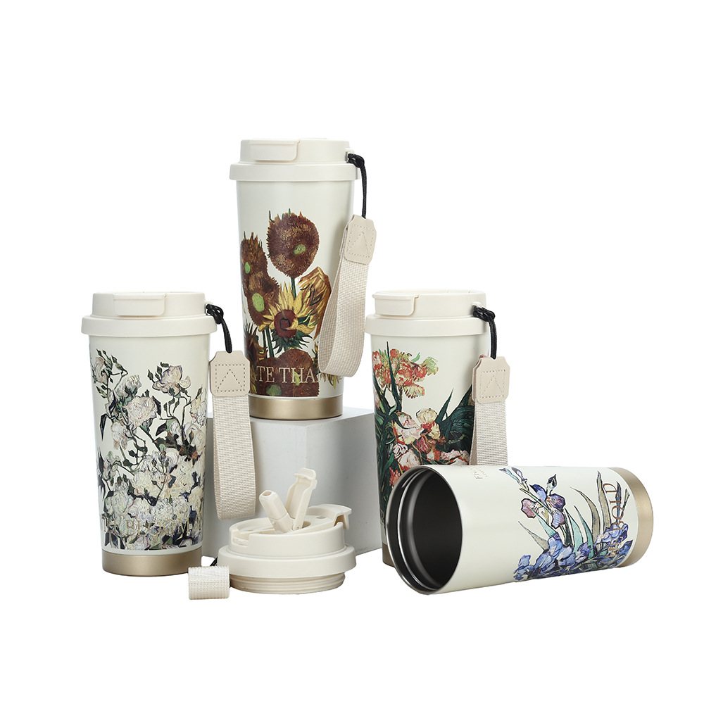 2025 New model insulated cup, coffee cup, girls' cup, high appearance level gift, double-drinking stainless steel straw cup, water cup details Picture