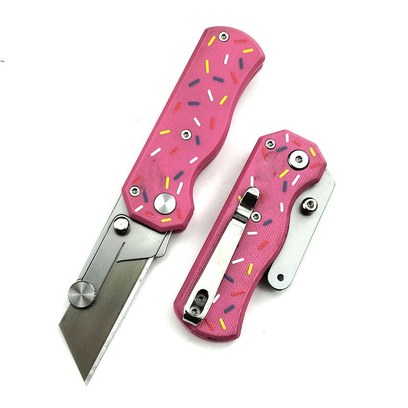 Cross-border bestseller G10 color handle detachable blade folding utility knife, portable unboxing knife, express delivery handcrafted knife details Picture