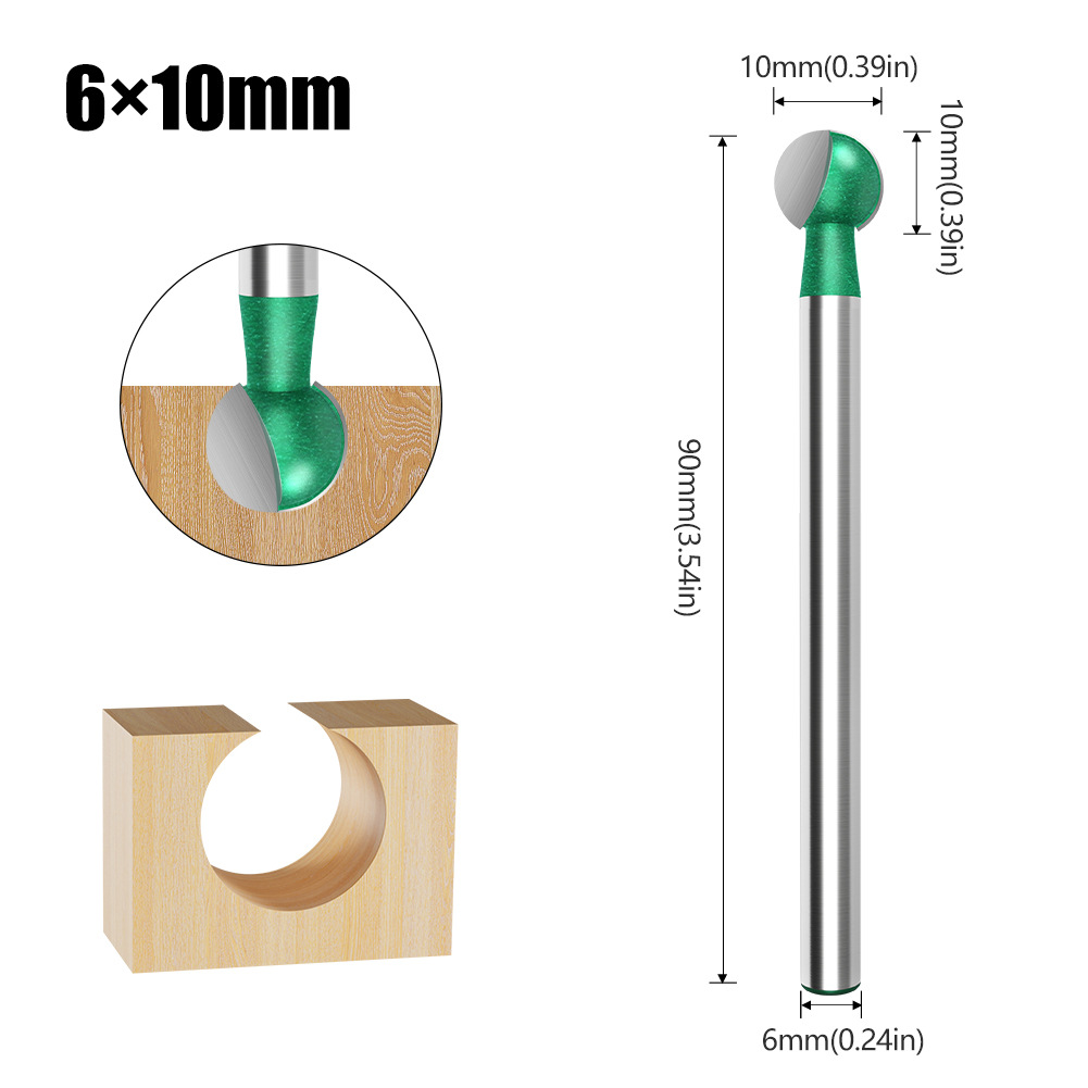 Ball knife, engraving ball knife, wood carving and root carving knife head, woodworking spherical ball knife, 6mm straight handle grinding head undefined