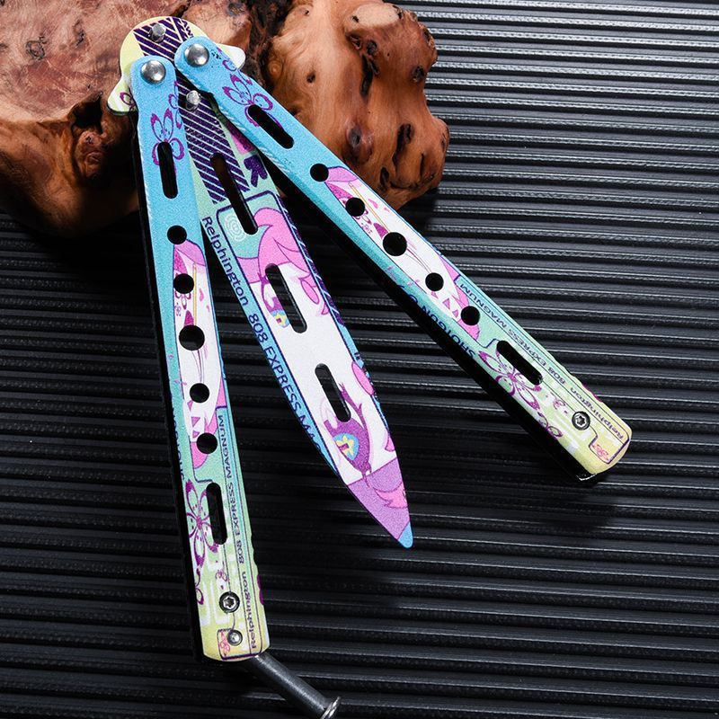 The manufacturer's best-selling CSGO game's uncut all-steel butterfly knife swing training knife folding practice Specification drawing