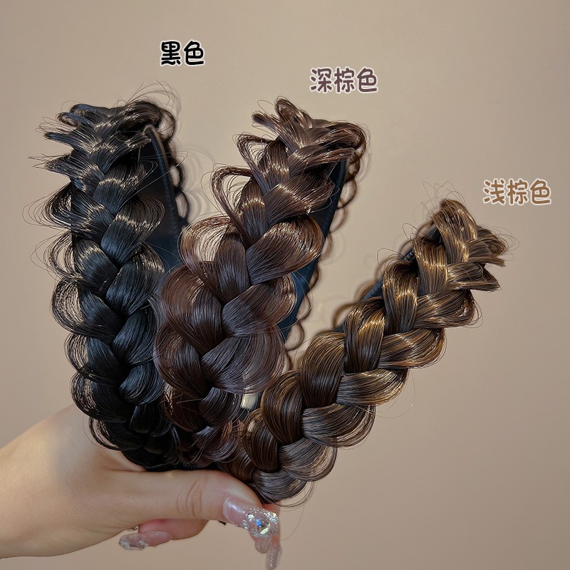 Fishbone braid, hair band, wig, braided hair, youthful hairpin, atmosphere, Korean-style headwear details Picture