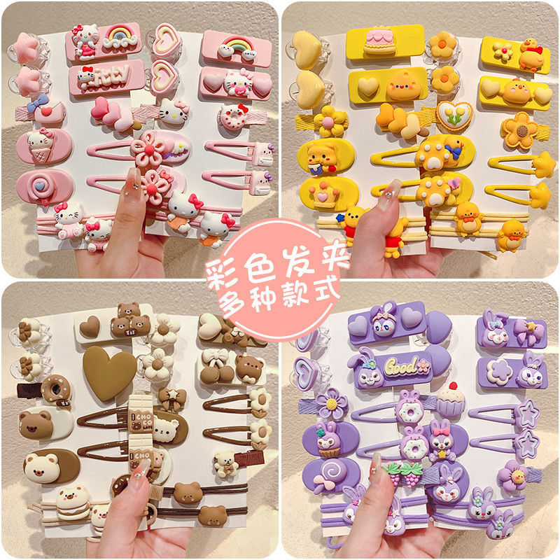 Children's cartoon hair clips, girls' candy-colored broken hair bb clips, cute baby hair accessories, flower strawberry bear hair clips, headwear details Picture