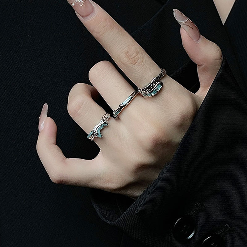 Cool and unique, light luxury mint-colored glazed open ring, a niche design for women, an Instagram cold style quality food ring Application Scenario