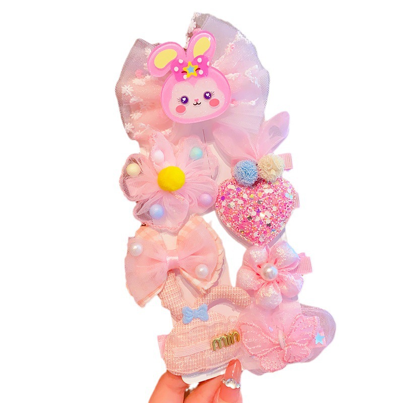Cartoon children's hairpins, cute strawberry bear star Delu hairpins, girls' hair-safe bangs clips, Elsa Princess hair accessories Item Picture