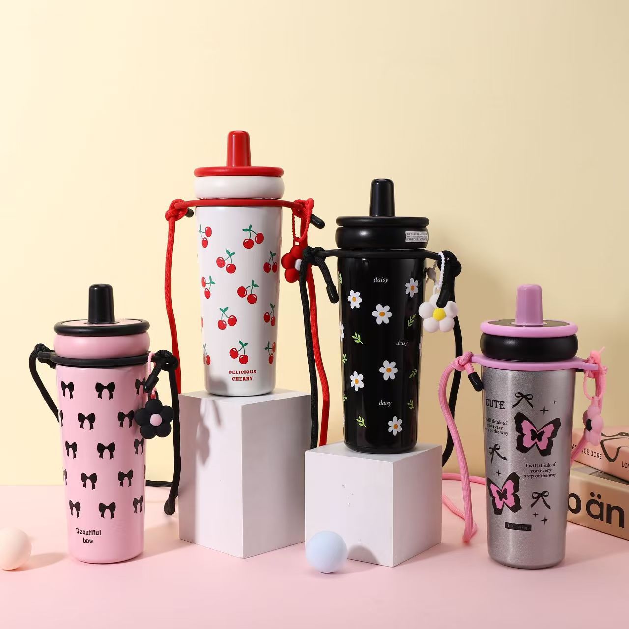 2025ins straw insulated cup, high appearance level, stainless steel 316 cup for girls, large capacity, new student water cup details Picture
