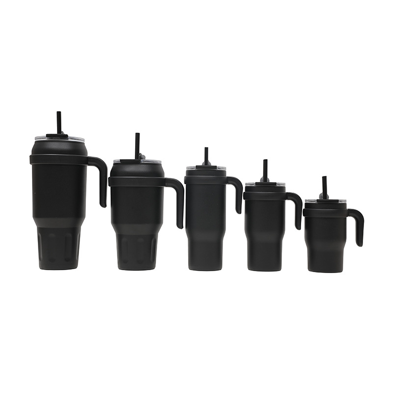 New cross-border vacuum 304 stainless steel insulated cup with handle, portable car cup, giant straw cup details Picture