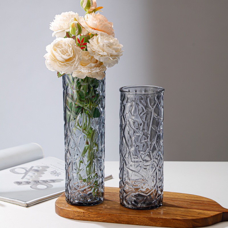 Nordic-style straight glass vase, desktop dried flower and fresh flower decoration vase, living room green ivy hydroponic and hydroponic vase Specification drawing