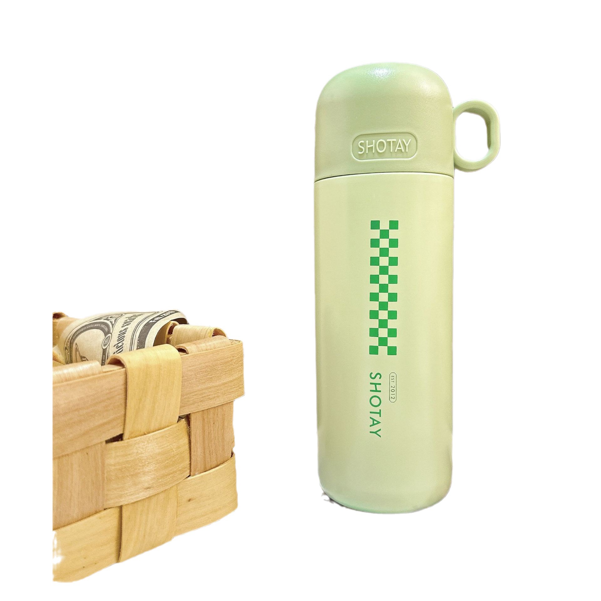 Portable student coffee cups with dual LIDS, simple couple water cups as gifts, outdoor spring-lid stainless steel cups wholesale Item Picture