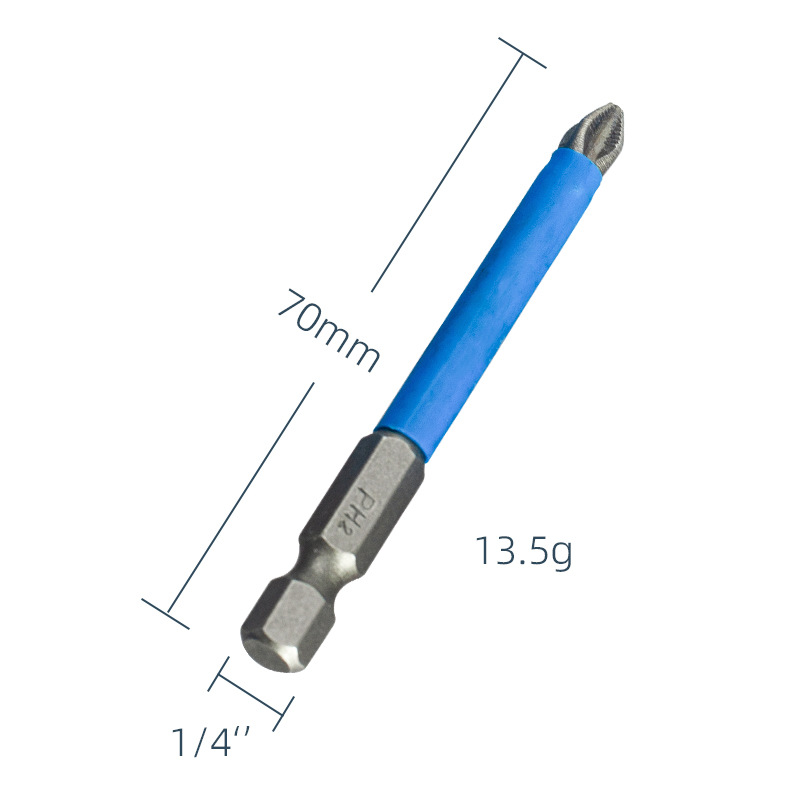 Yunbei anti-slip screwdriver bit, electric air screwdriver tip, electric screwdriver bit, magnetic screwdriver bit PH2, blue leather cross screwdriver bit undefined