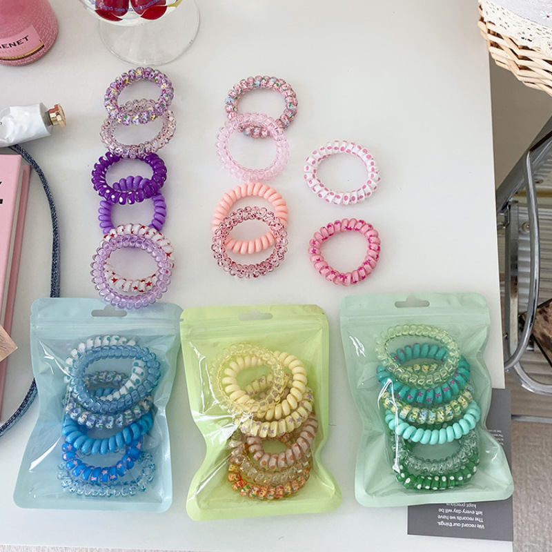 Summer dopamine candy-colored telephone line hair band, simple hair tie, basic hair tie, high elasticity, durable and new Specification drawing