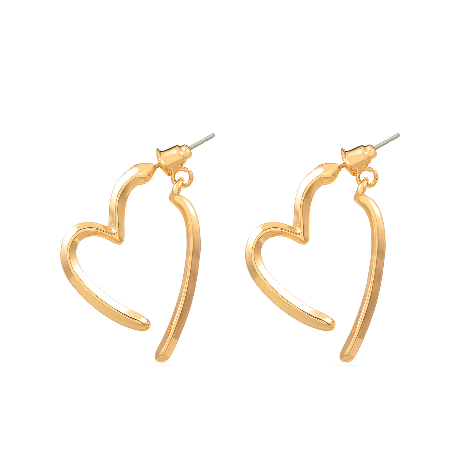 Simple heart-shaped earrings, retro earrings, light luxury and high-end feel, crossed heart-shaped stud earrings and ear rings, light luxury accessories Item Picture