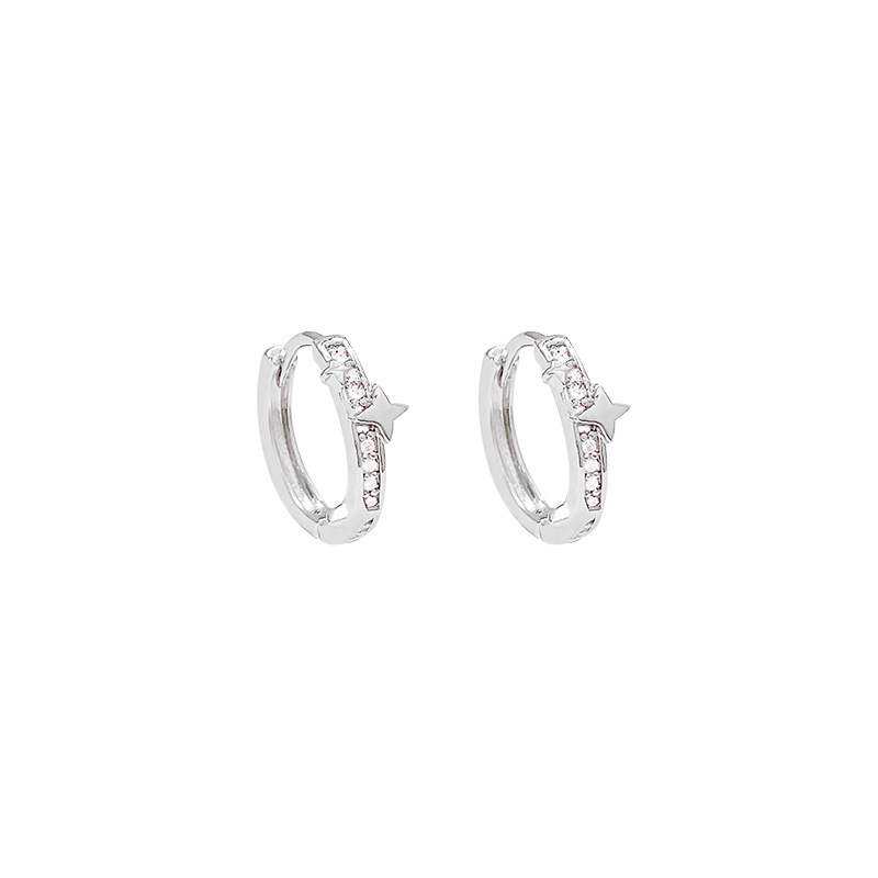 Exquisite micro-inlaid zircon star ear buckles for women, simple and individual cold style earrings, a new trendy ear ring accessory in 2025 Item Picture