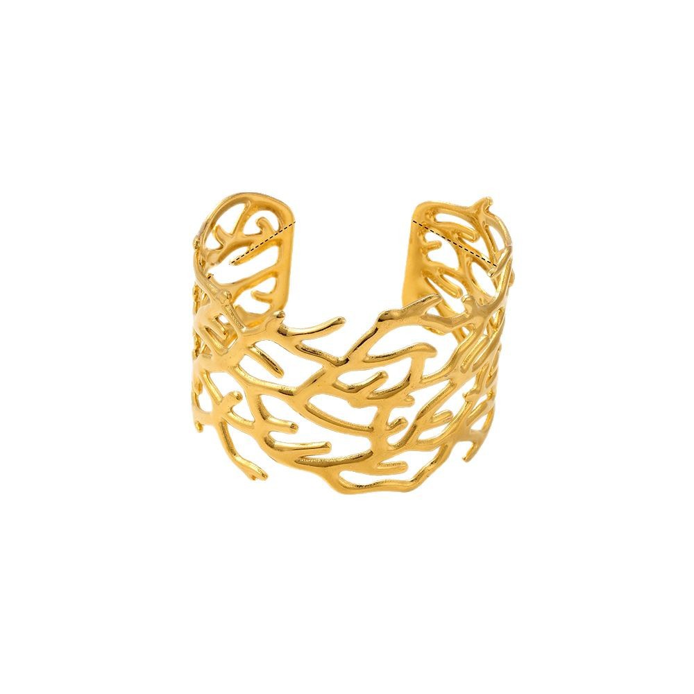 European and American cross-border light luxury high-end electroplated gold-plated open non-fading ladies' smooth surface bracelet, personalized and exaggerated wholesale Item Picture