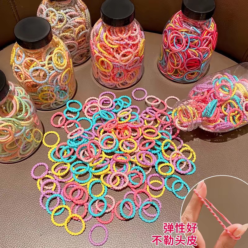 Children's canned rubber bands have high elasticity and won't damage hair. Baby hair ties have less hair volume. Little girls tie their hair with rubber bands and hair ties details Picture