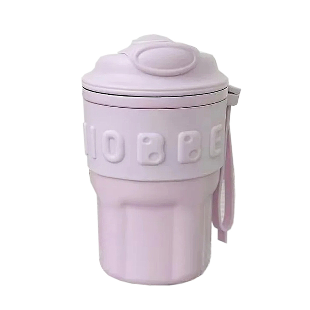 Simple stainless steel water cup, simple ins double-drinking straw cup, high appearance level portable girls' cold coffee insulated cup Application Scenario