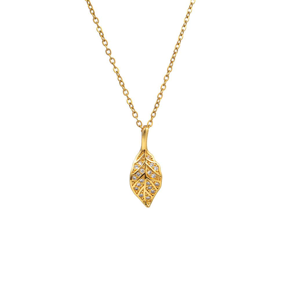 This is a rare Japanese and Korean design style. It features a golden leaf titanium steel necklace that is fashionable and versatile for women. It also offers a leaf pendant and a collarbone chain Item Picture