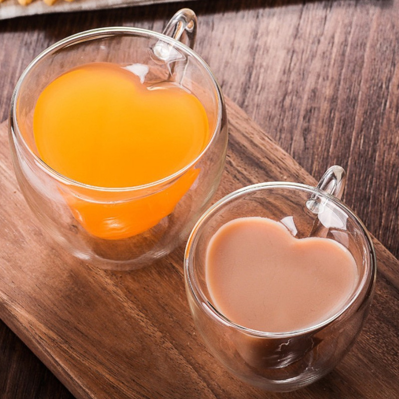 Customized double-layer insulated water cups, coffee cups, high appearance level heart cups, high borosilicate glass cups wholesale, high temperature resistant Application Scenario