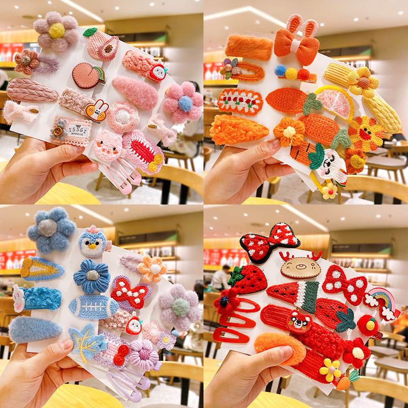 Children's hair clips, Korean baby hair clips, cute princess hair accessories, little girl headwear, girls' cartoon plush bb clips details Picture