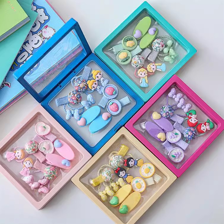 New version of children's hair clips and hair ties, fully wrapped fabric clips, Korean sweet princess bow tie hair ties, girls' set hair accessories full figure