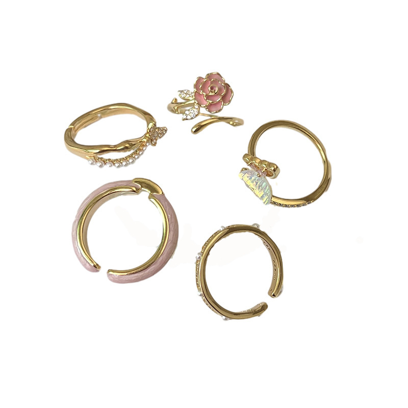 European and American light luxury camellia open ring for women, a niche design with a sense of sophistication, exaggerated and exquisite, enamel finger ring Item Picture
