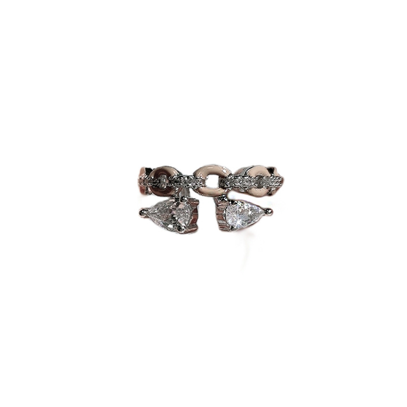 A double-layer chain ring for women, exquisite and elegant, sweet and cool, light luxury, trendy index finger ring, ins cold style, versatile open ring Item Picture